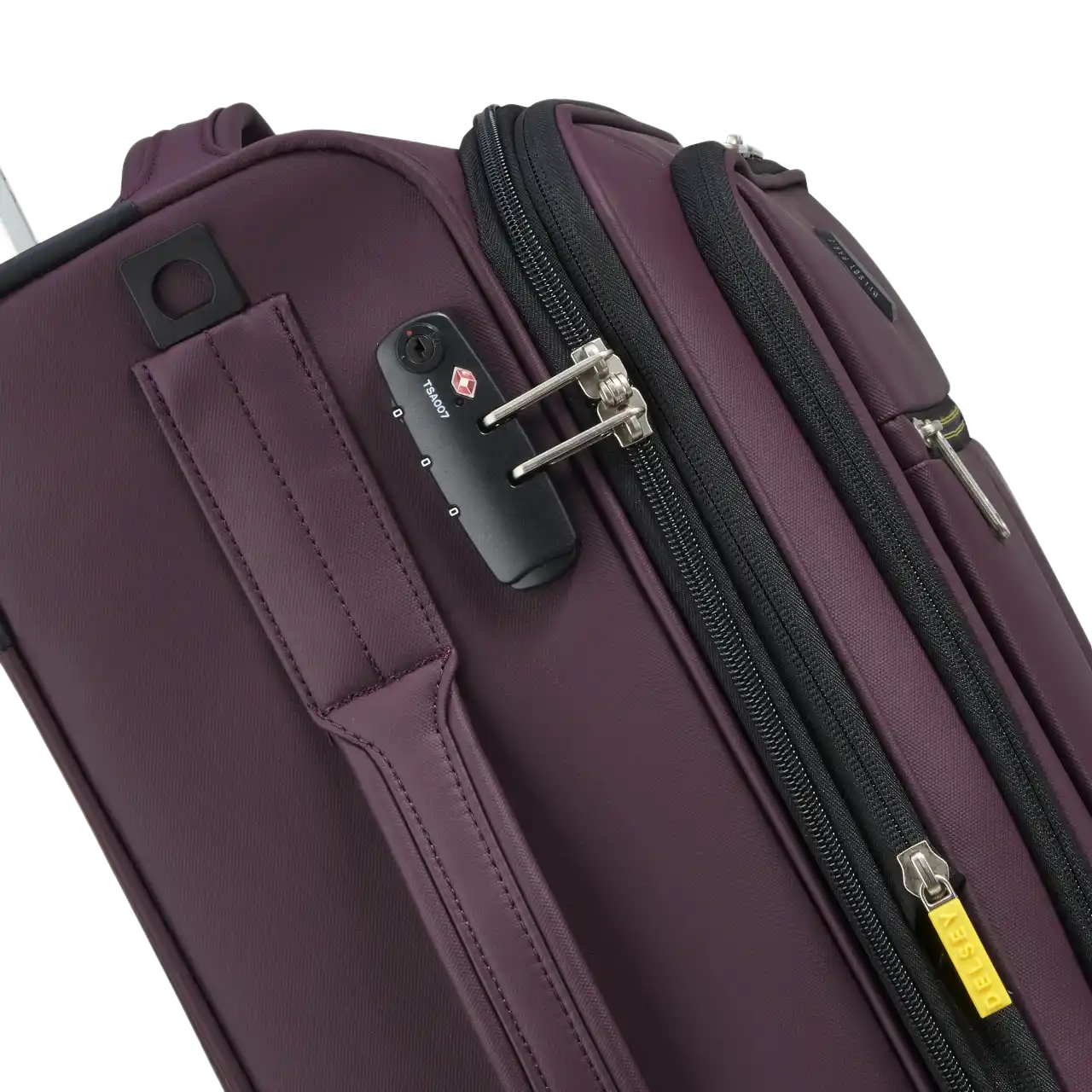 Delsey Dita Kabinekuffert Purple I TheTraveller, lås og håndtag