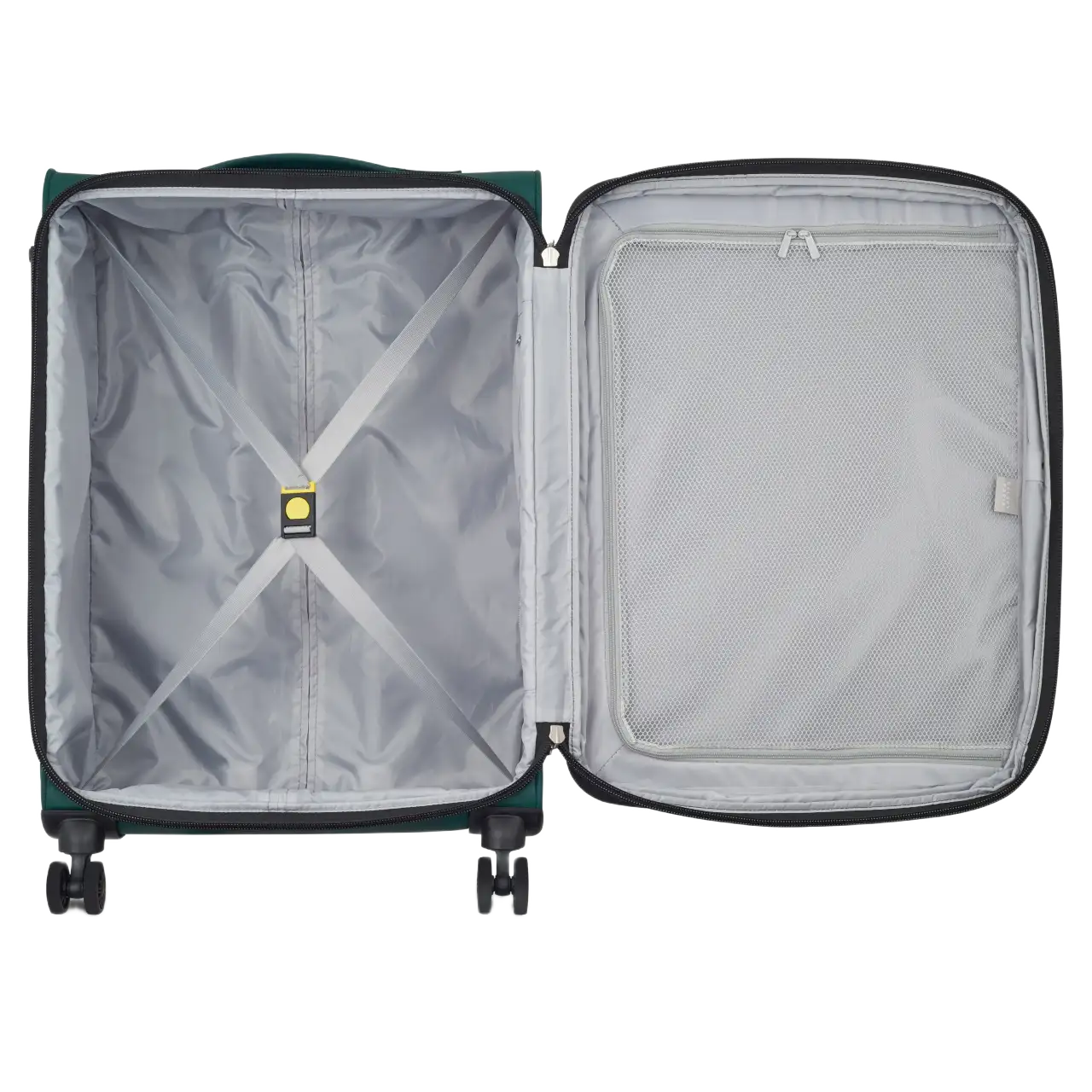 delsey dita grøn 69 cm kuffert, åben I TheTraveller