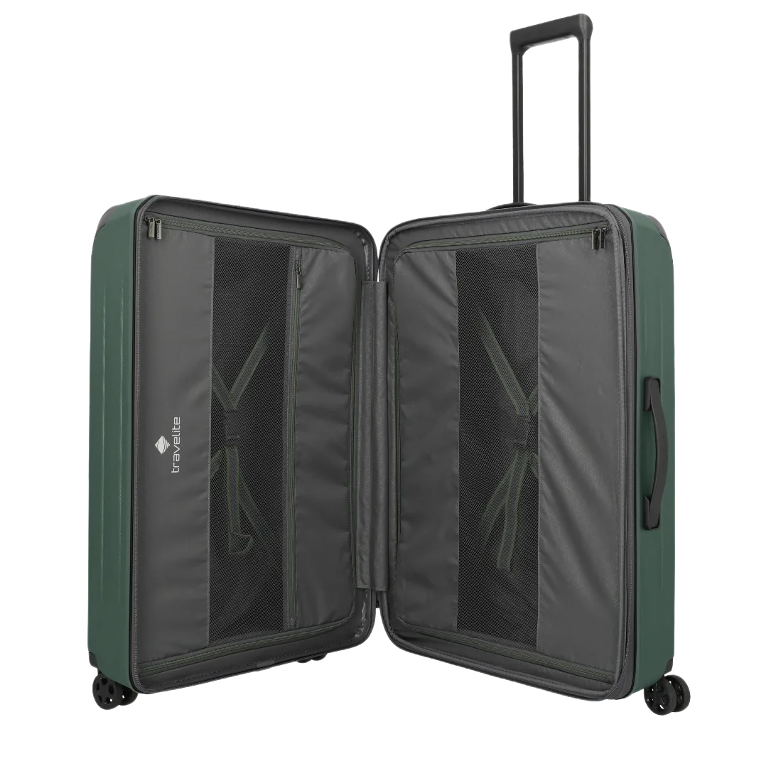 travelite dynamiic stor grøn kuffert , åben