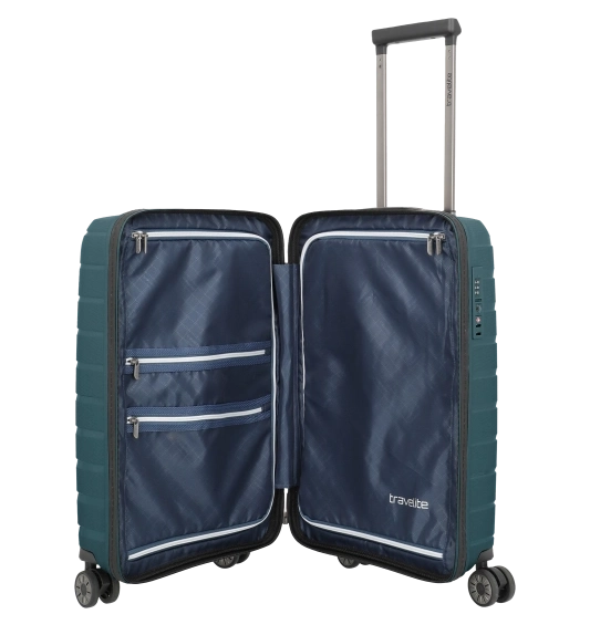 travelite Air Base Slim KLM og Air France kabinekuffert, ice blue,  åben