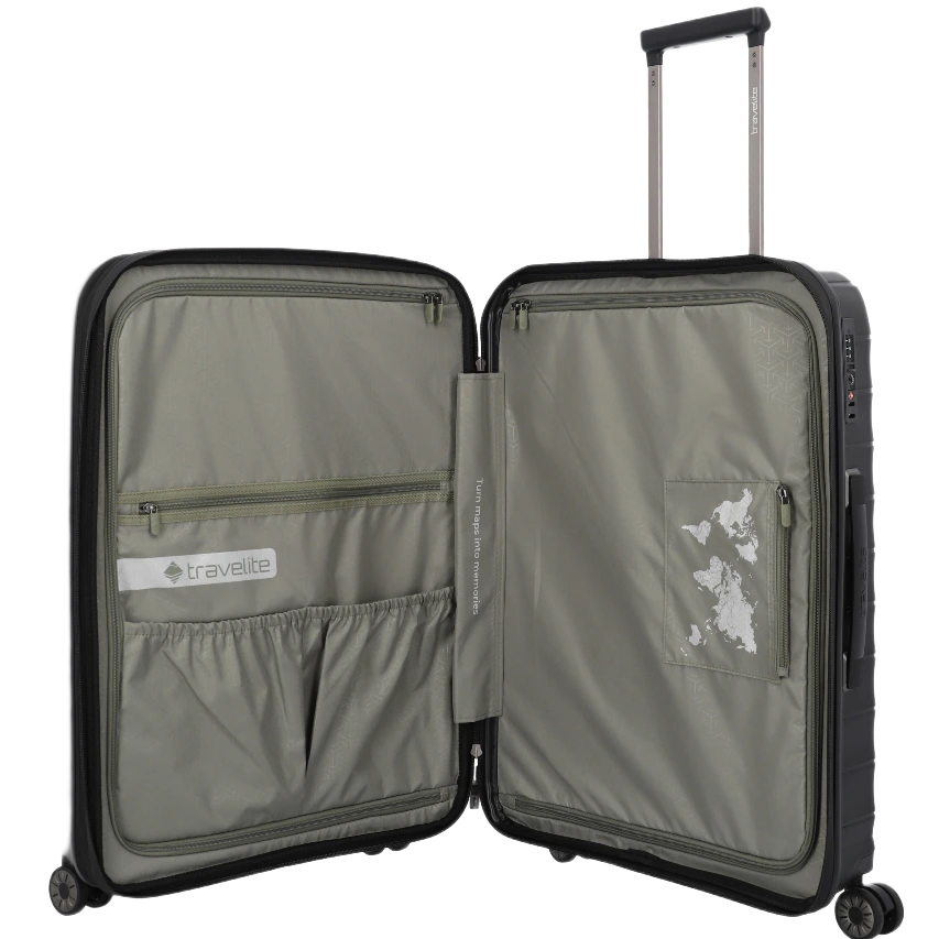 travelite mooby medium sort kuffert, åben