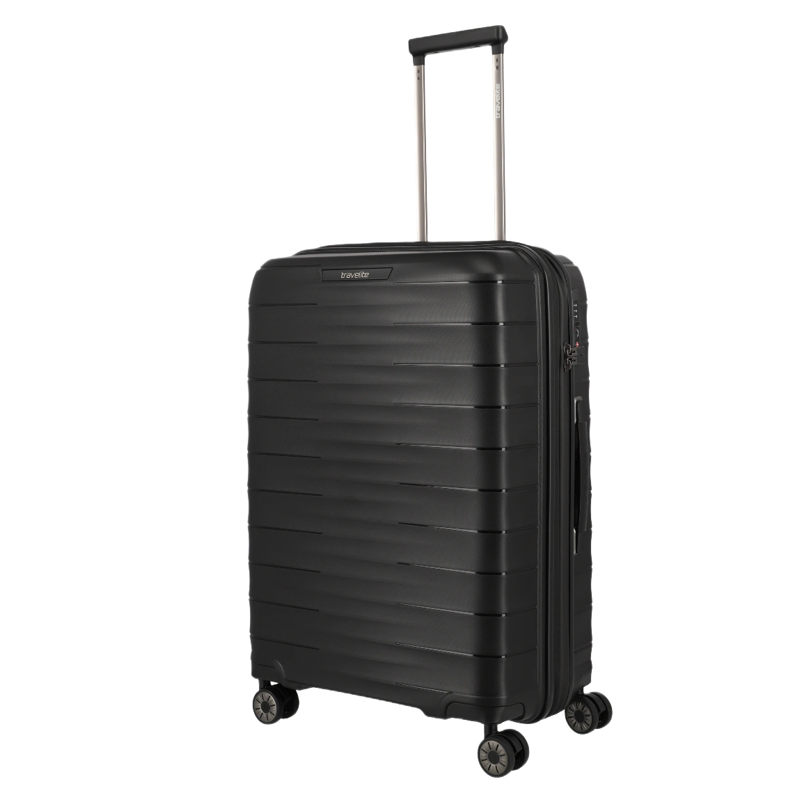 travelite mooby medium sort kuffert, skråt forfra