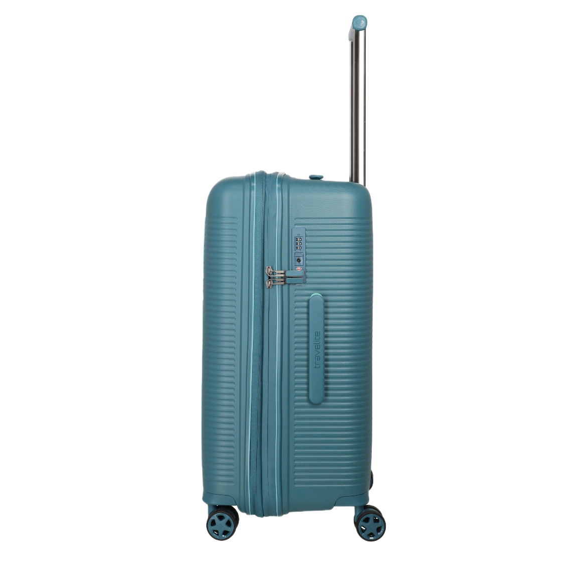 travelite Roomer medium trunk kuffert Aqua, fra siden