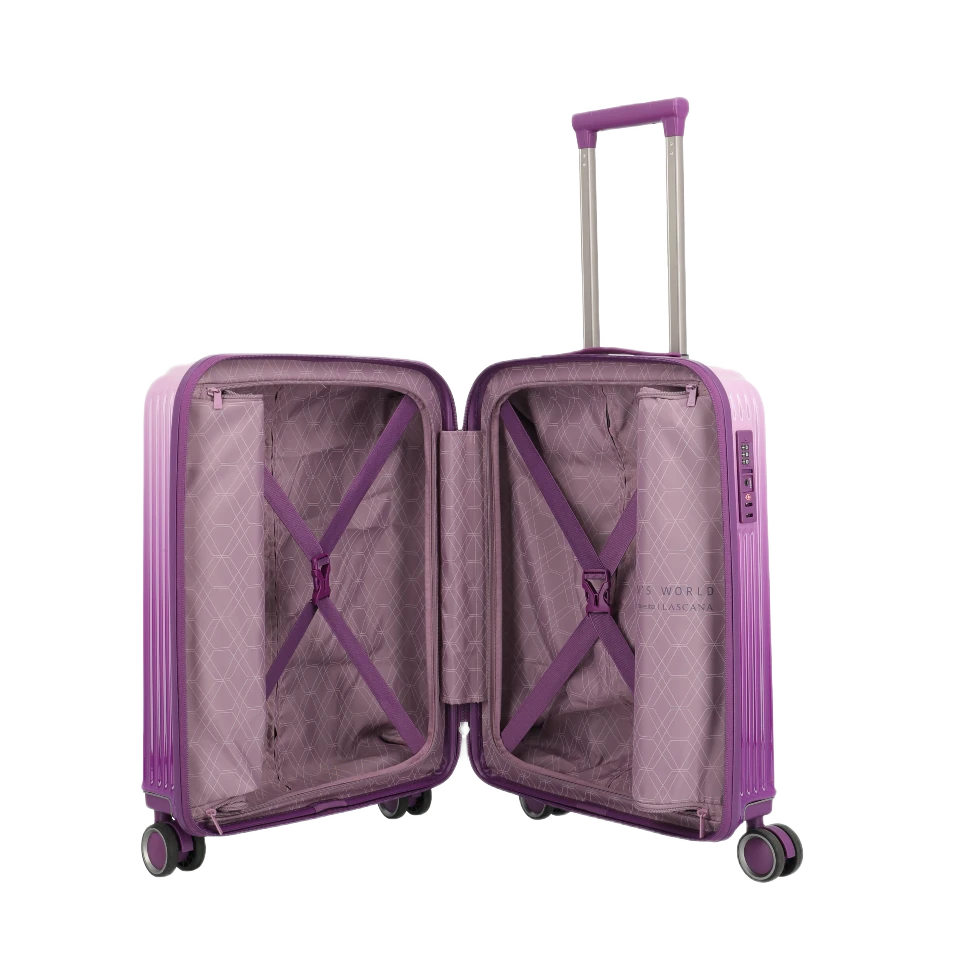travelite Lascana kabinekuffert purple degrade, åben