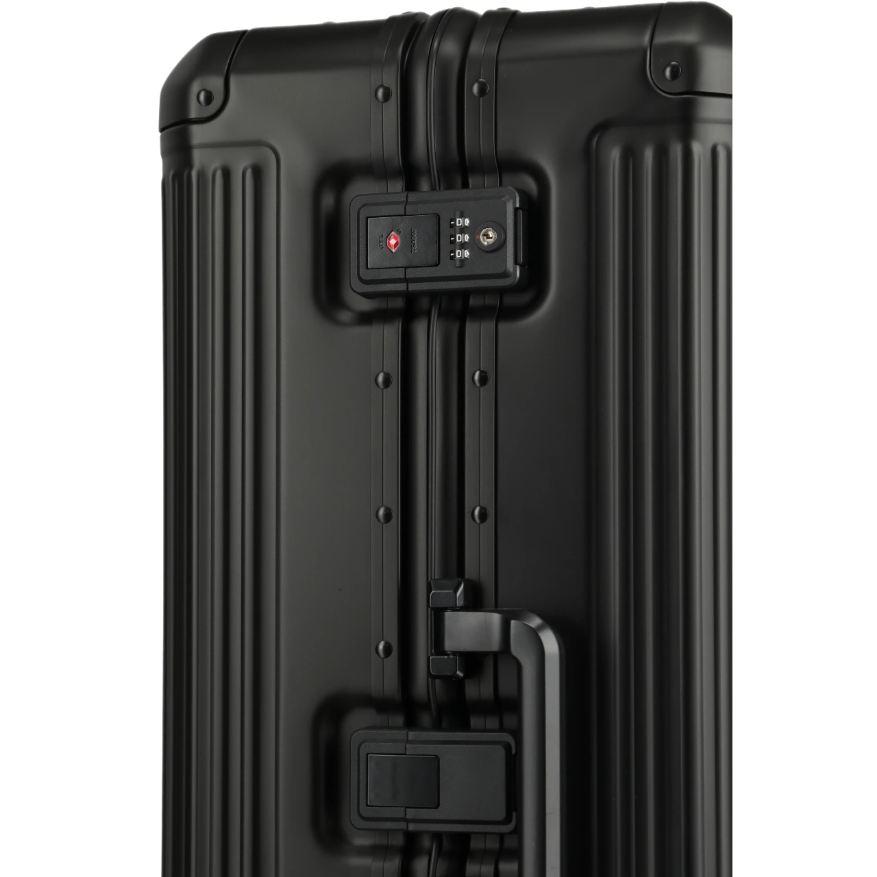 travelite next 2.0 stor aluminium kuffert, sort, lås