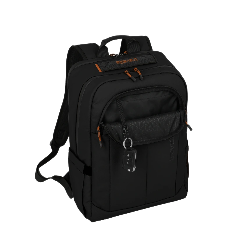 travelite Briize M rygsæk, Sort , med keystrap i frontlomme