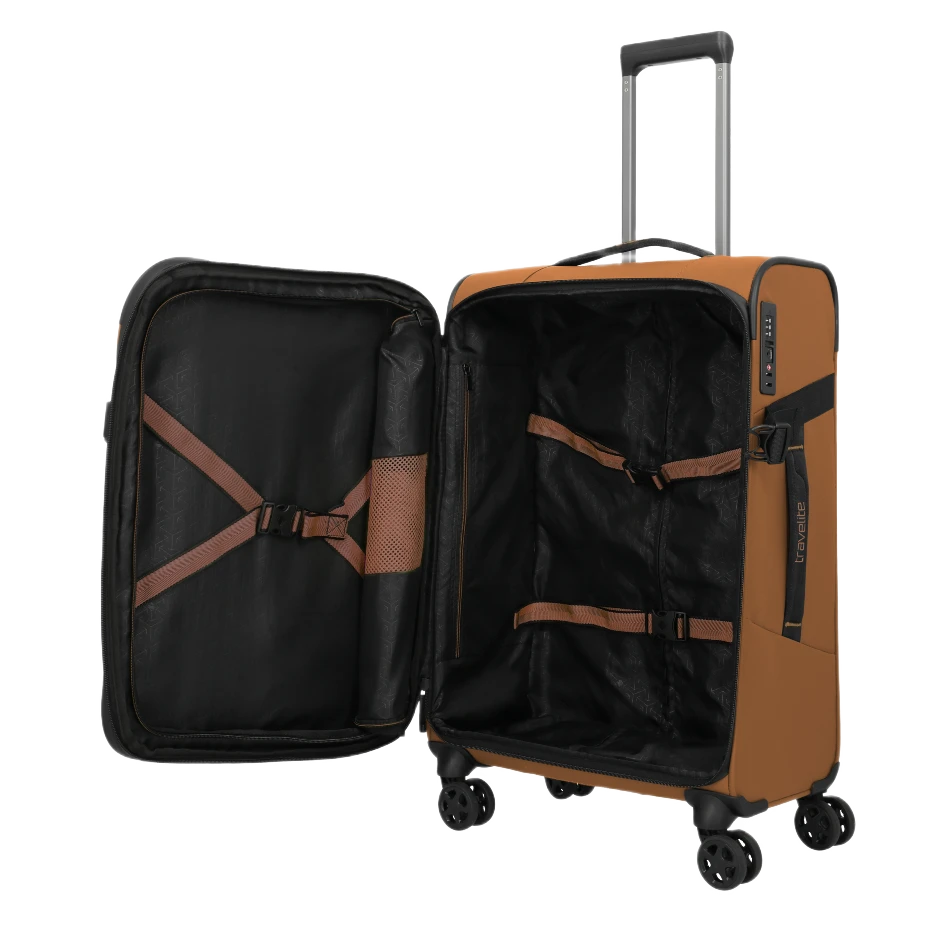 travelite Briize curryfarvet medium kuffert, åben