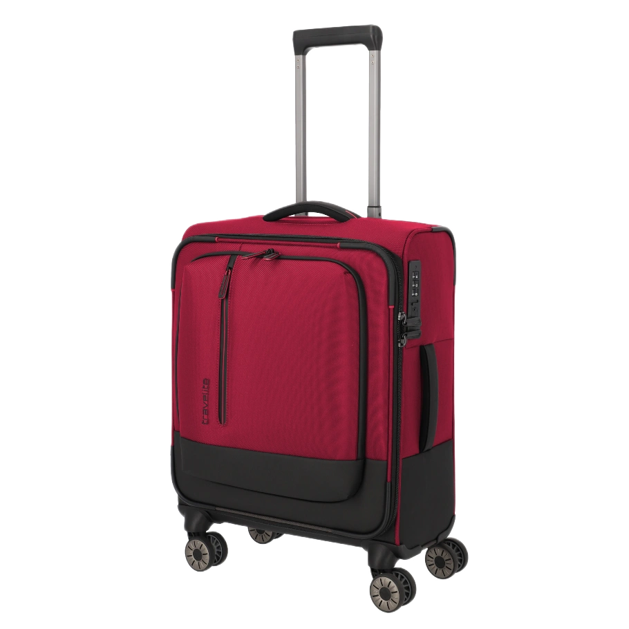 travelite crosslite slim kabinekuffert rød, skråt forfra