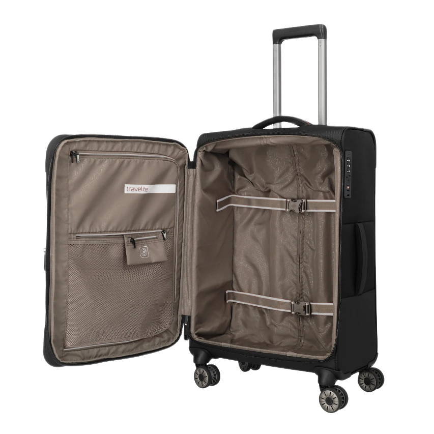 travelite Crosslite medium kuffert, sort, åben