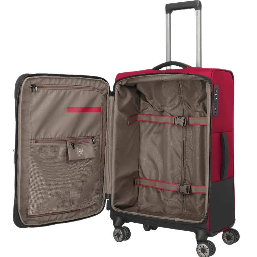 travelite Crosslite Medium kuffert, rød, interiør