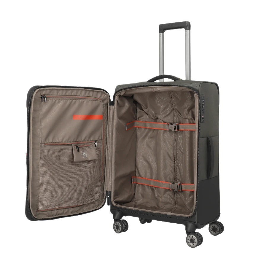 travelite crosslite kuffert med ekspansion, oliven,indvendig
