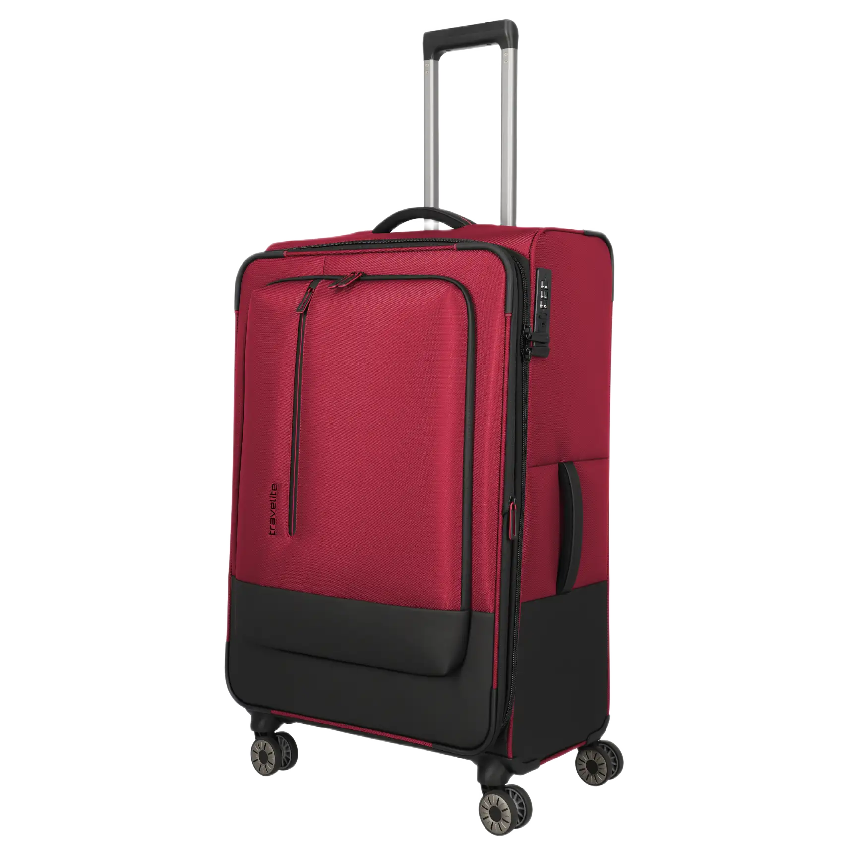 travelite Crosslite stor rød kuffert, skråt forfra