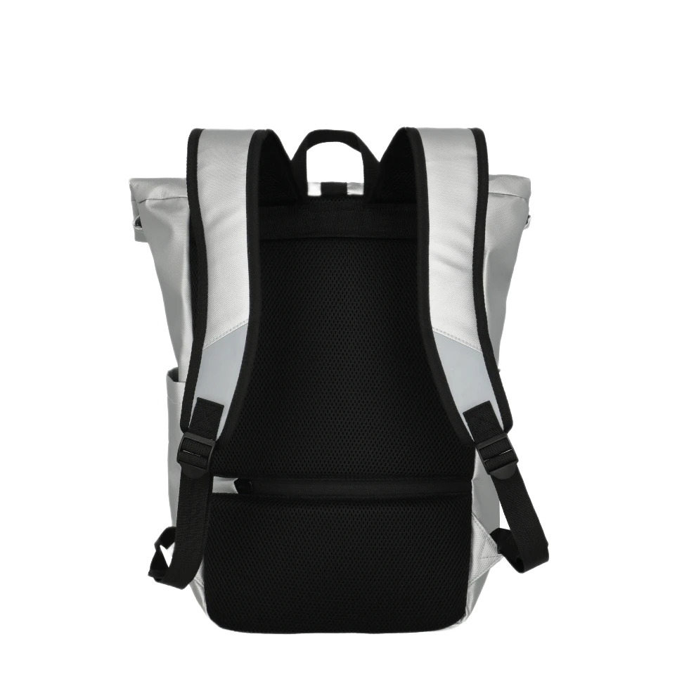 travelite basics rollup plane rygsæk, i sølvfarve, bagfra