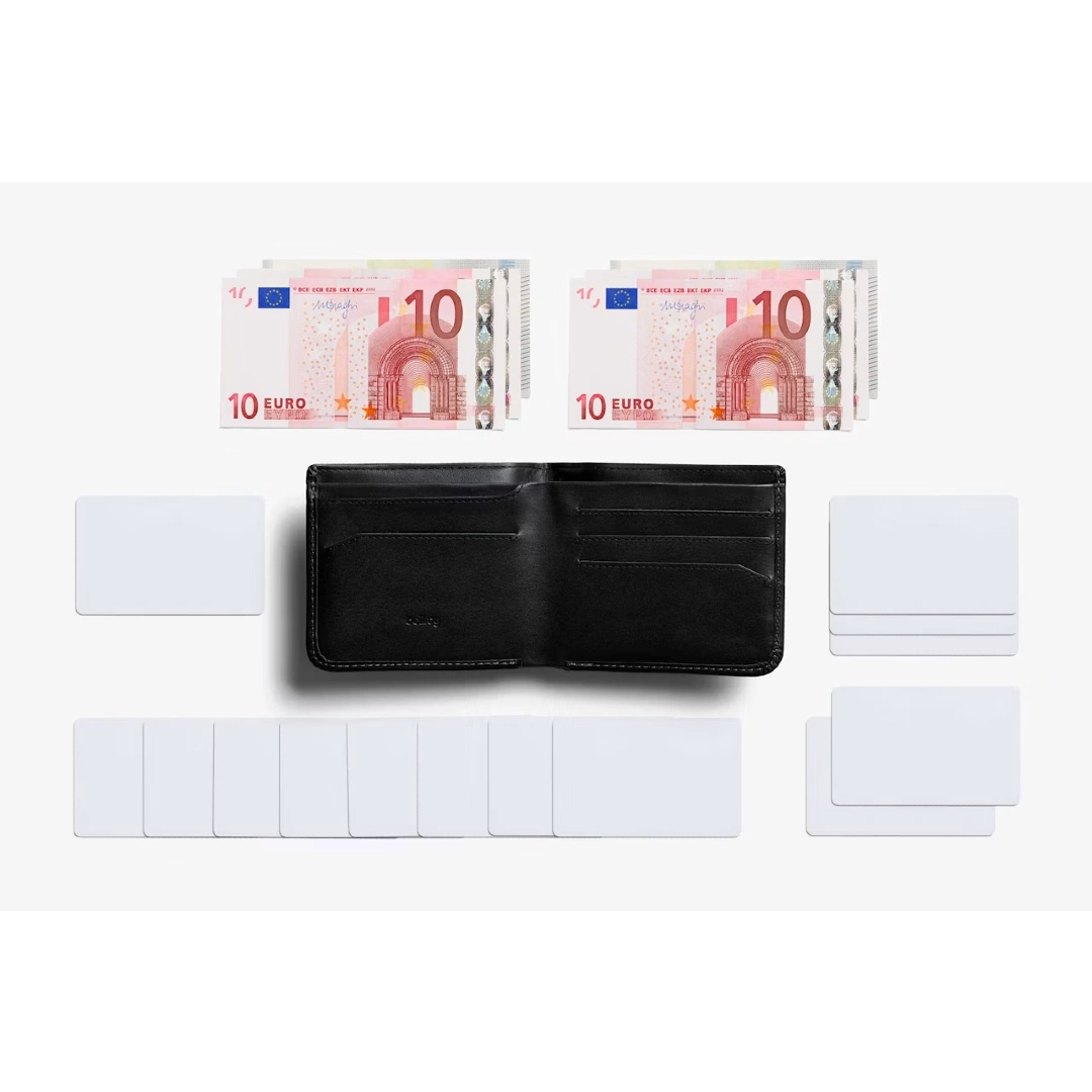 Bellroy Hide & Seek Pung Hi, Sort, flatlay