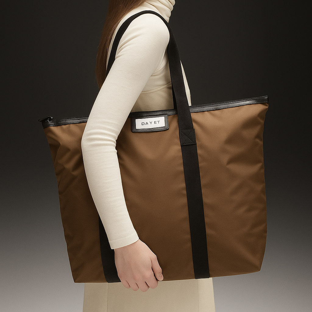 Kvinde med Day Gweneth RE-S bag/ Stor shopper i farven Caribou