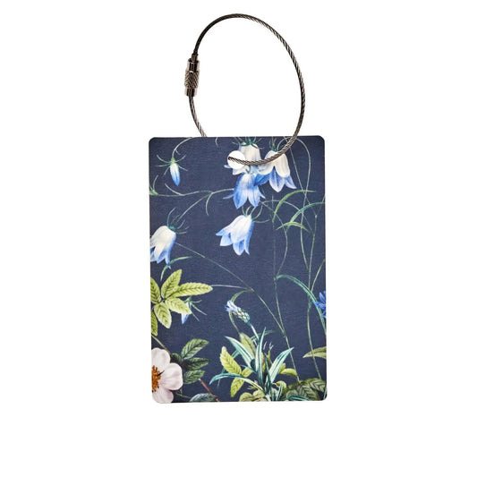 Kuffertmærke med blåt blomstermotiv Koustrup'