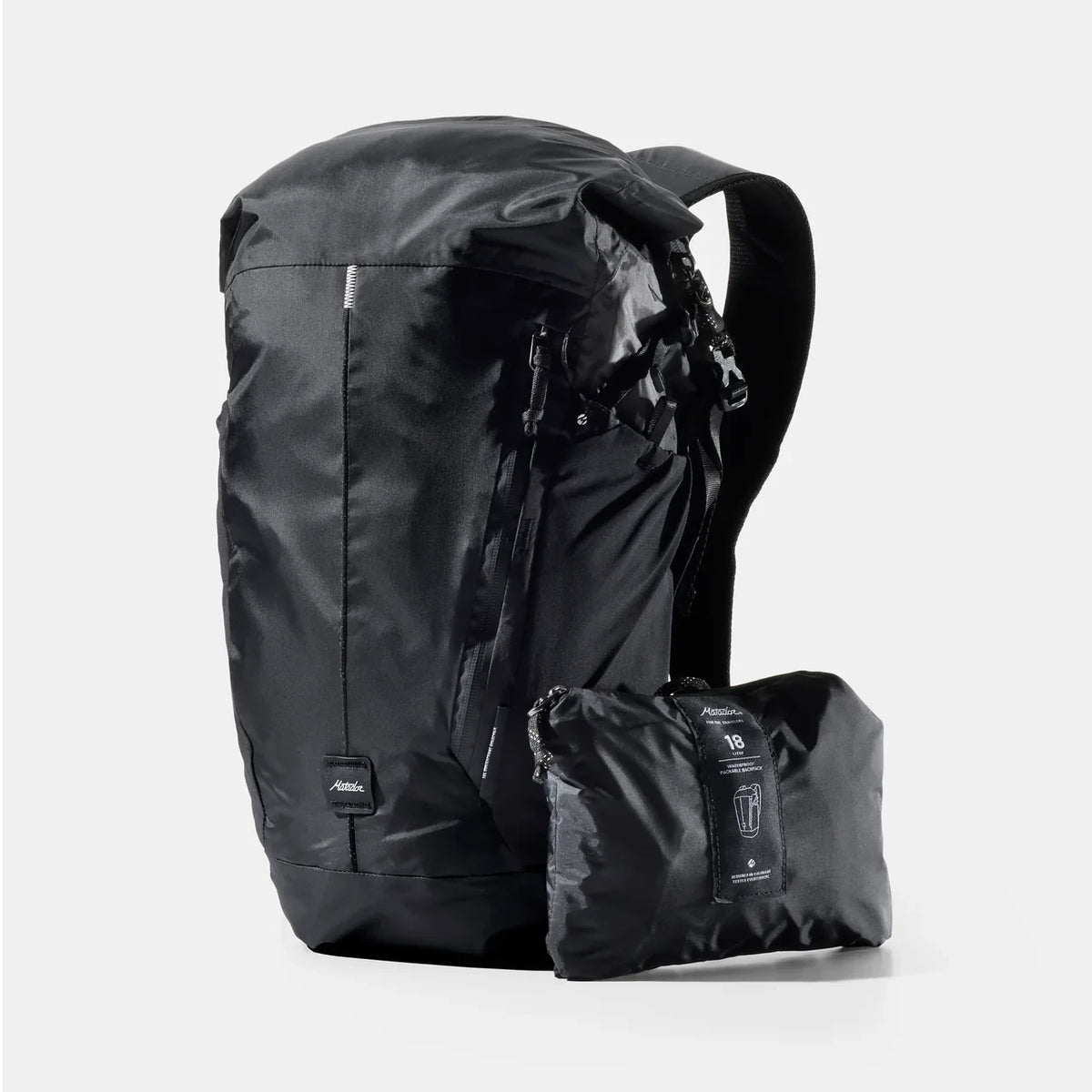 Matador vandtæt 18L packable backpack, sort, forfra