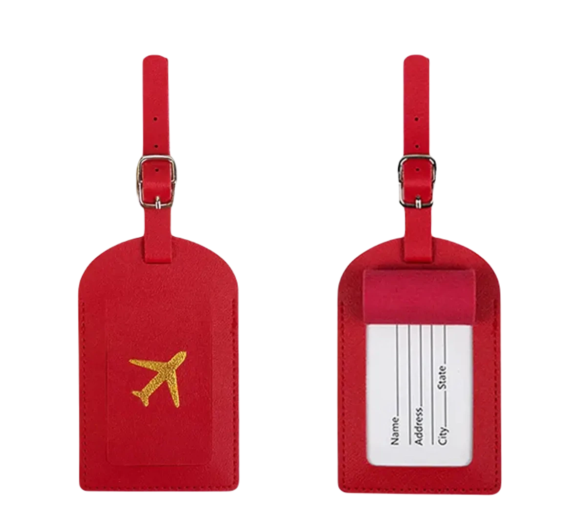 Kuffertmærke med flymotiv rødt