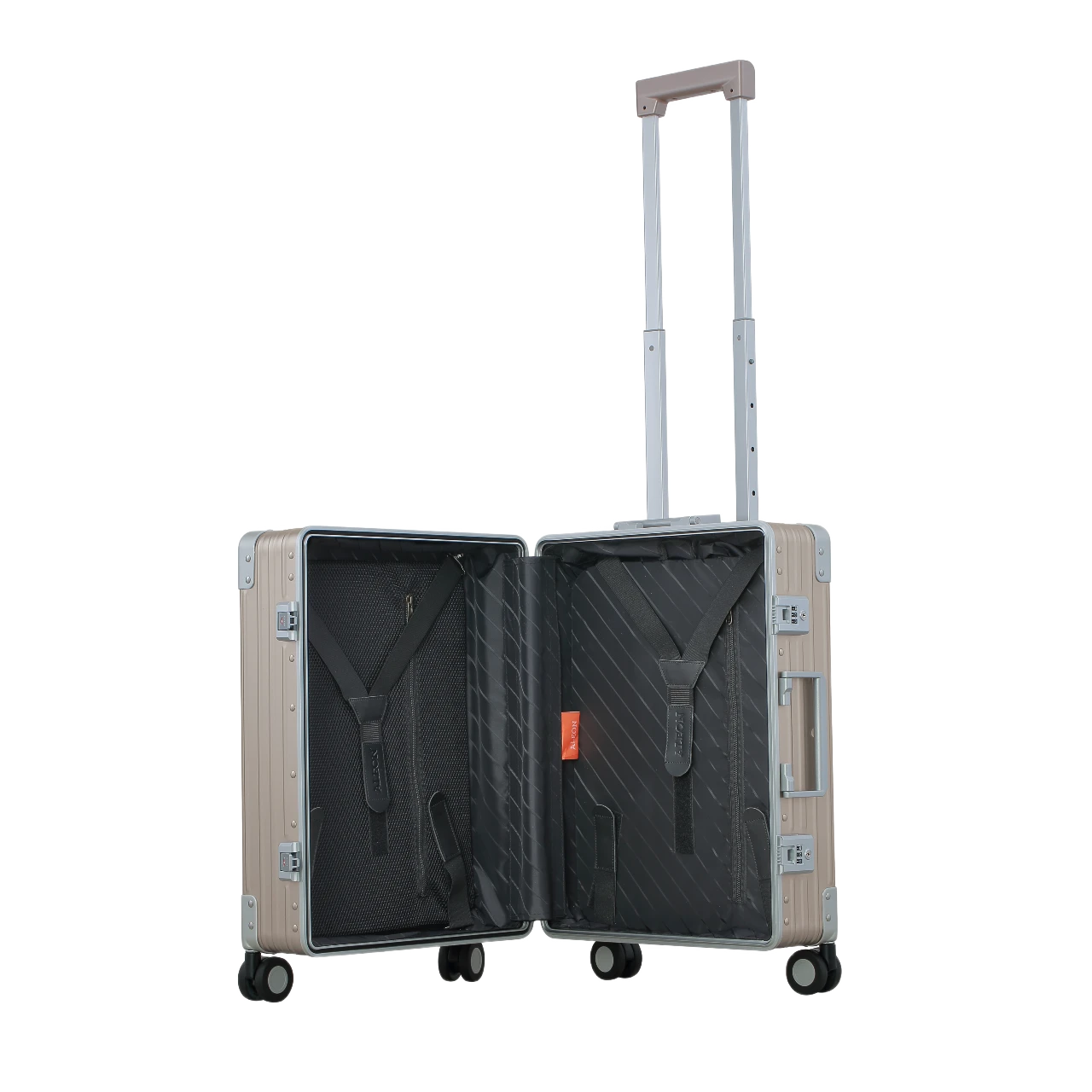 aleon fortis aluminiums kabinekuffert 21" Rosegold, åben