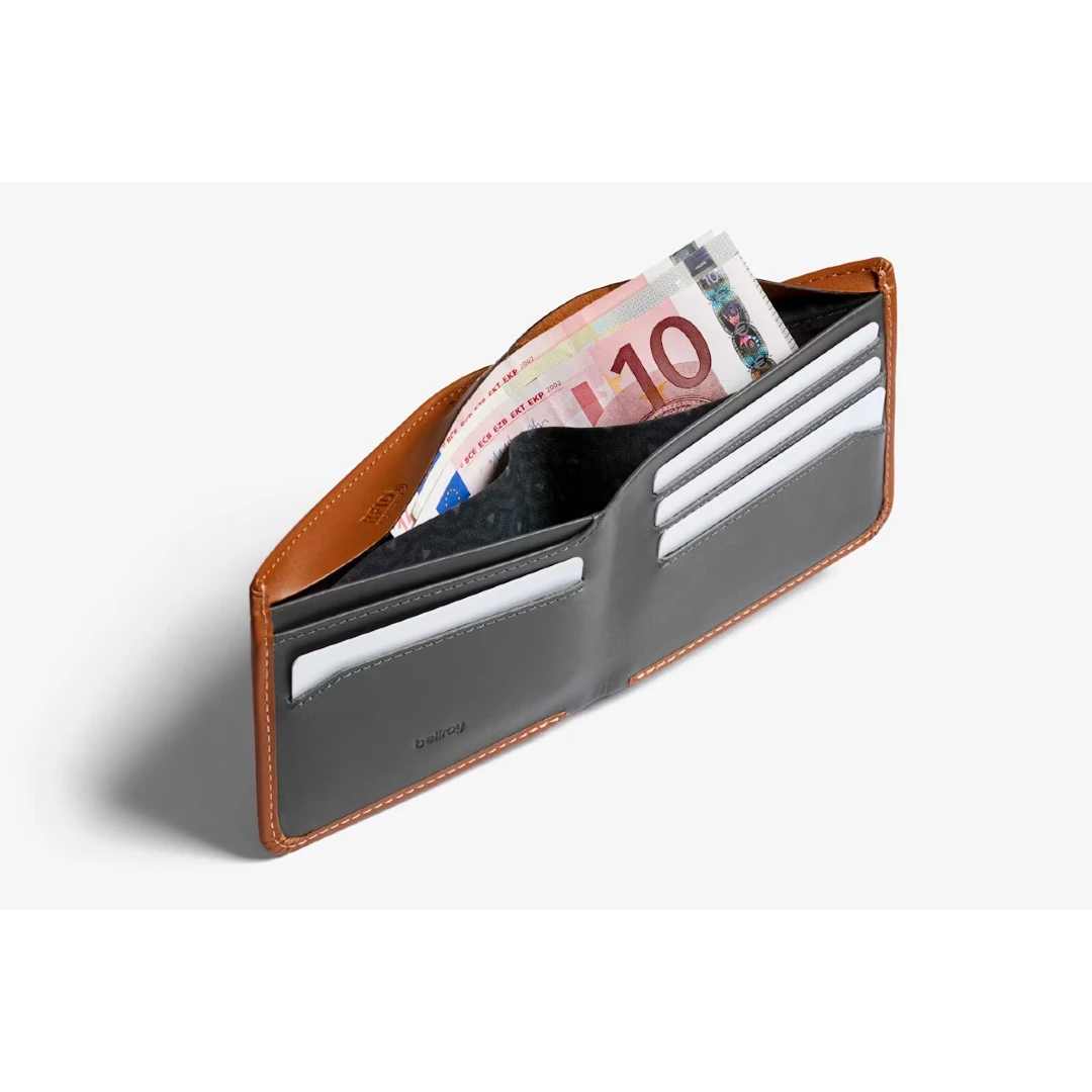 Bellroy hide and seek læderpung hi caramel med kort og sedler