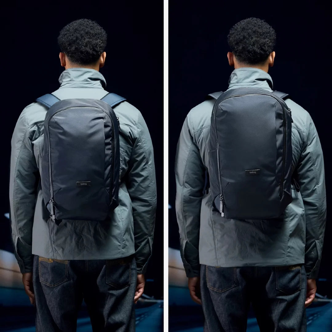 Bellroy transit workpack 20 liter, mørkeblå nightsky på mandlig model