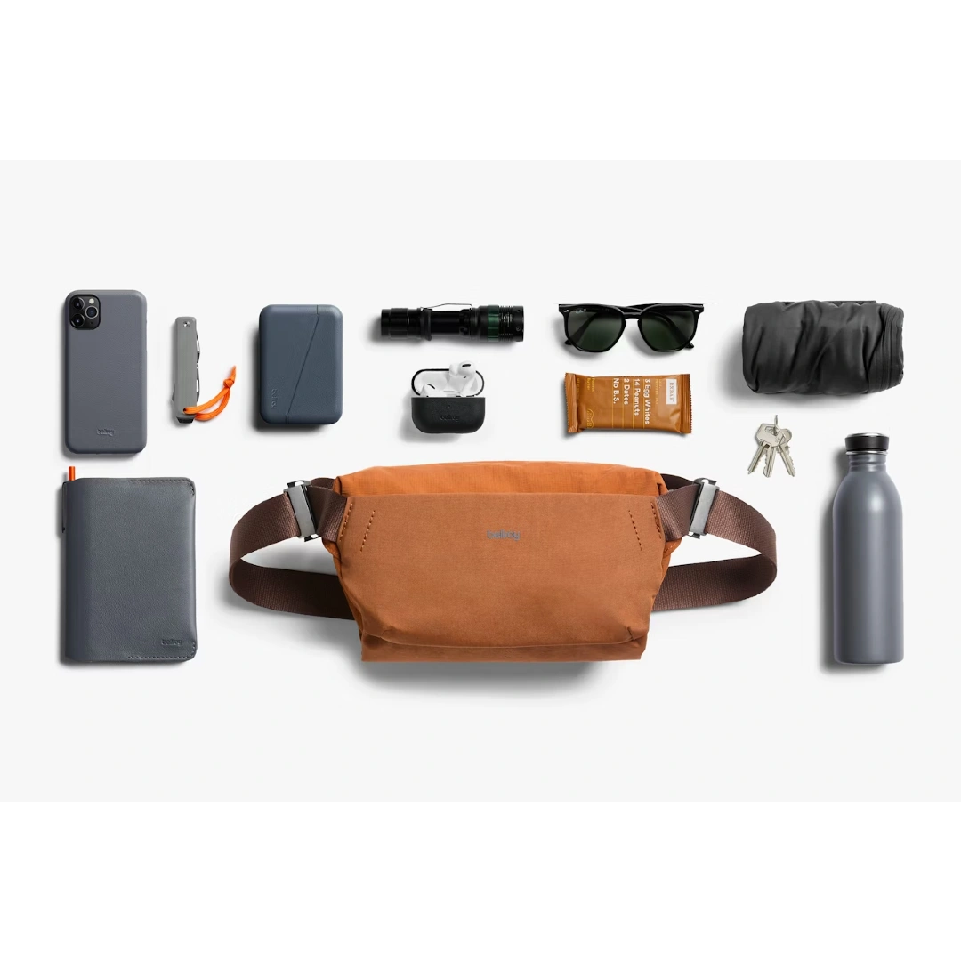 Bellroy Venture sling 6 l Bronze, med ting der er plads til