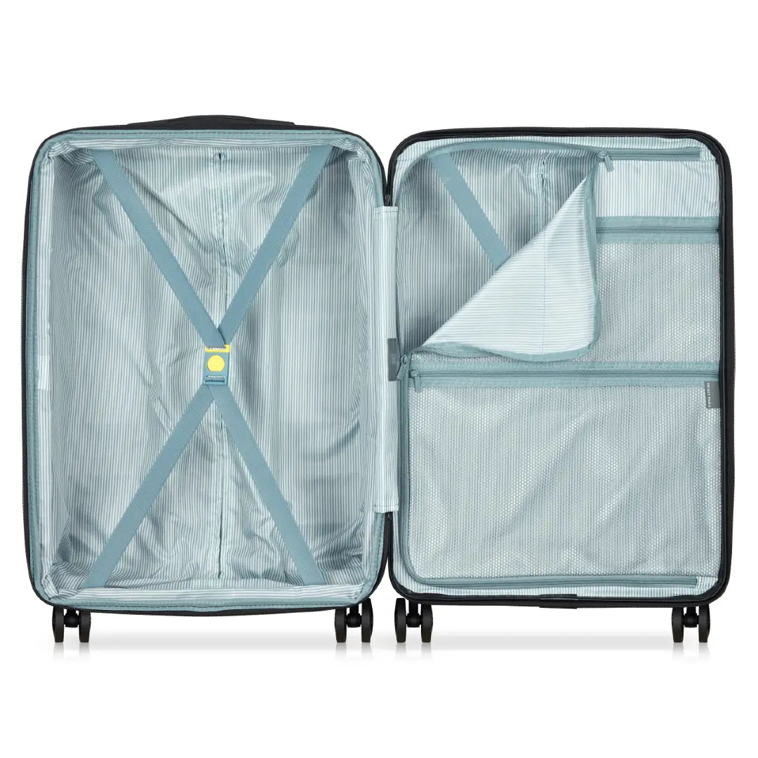 Delsey AIr Amour stor 77 cm blå kuffert, åben
