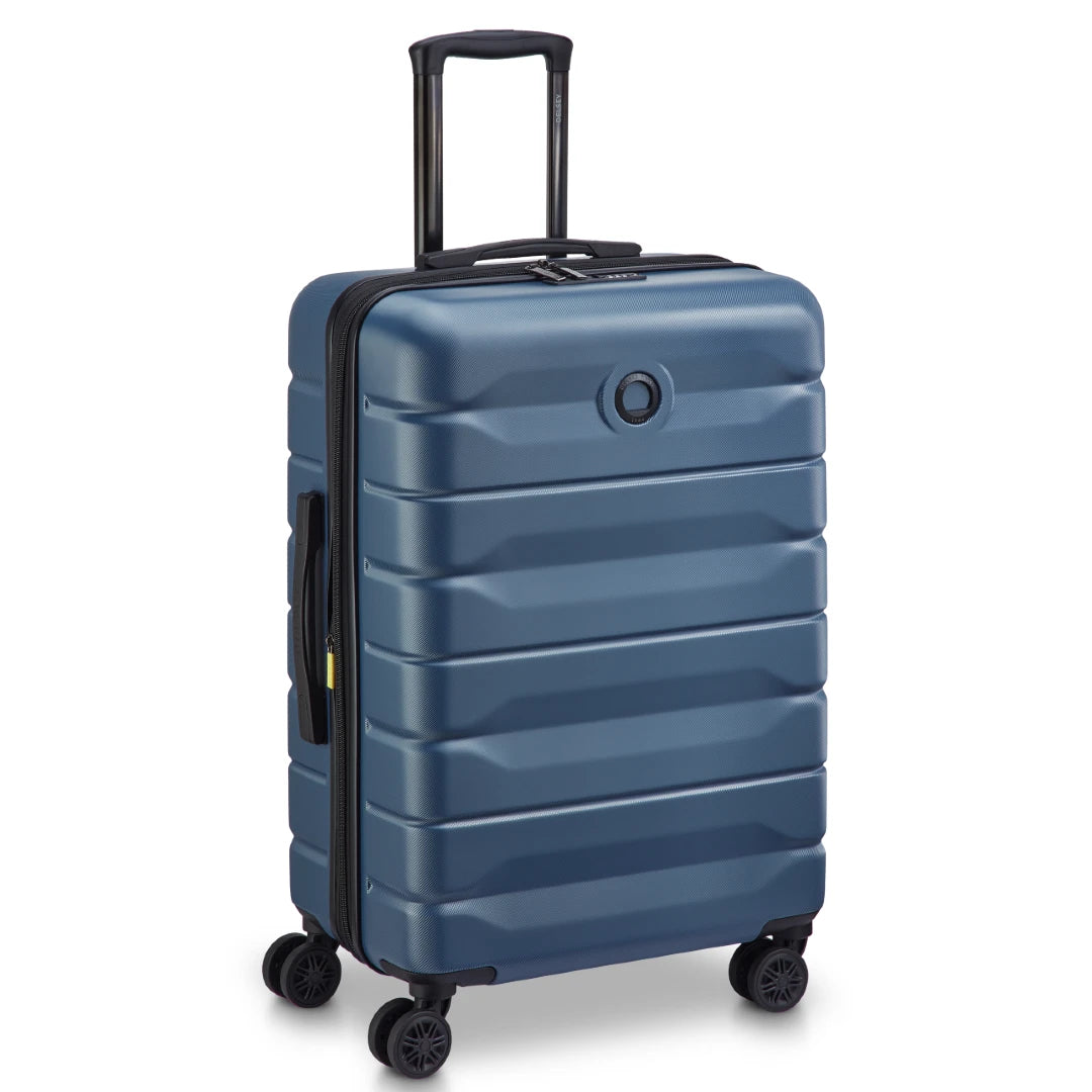 Delsey AIr Amour stor 77 cm blå kuffert, skråt forfra