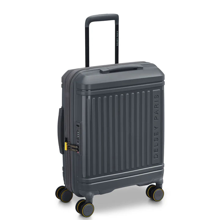 delsey lutece slim kabinekuffert med ekspension 55x40x20-22 cm, grafit, skråt forfra