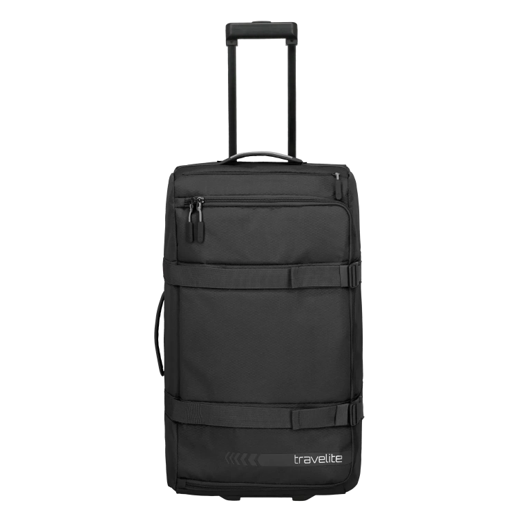 travelite kick off stor rejsetaske på hjul, sort, forfra