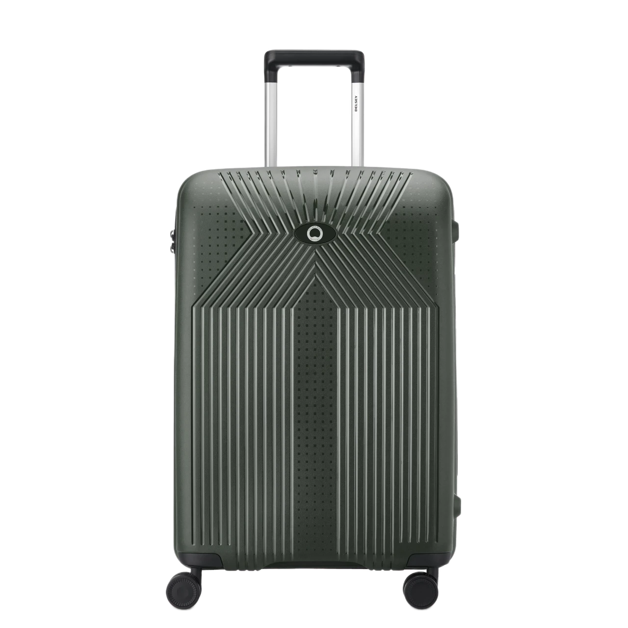 Delsey Ordener medium 66 cm grøn kuffert forfra, TheTraveller