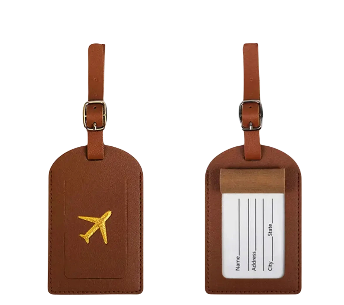 Kuffertmærke med flymotiv brunt