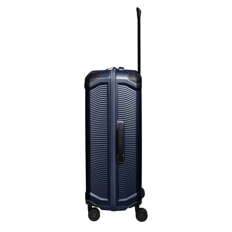travelite millennium stor navy kuffert, fra siden med håndtag