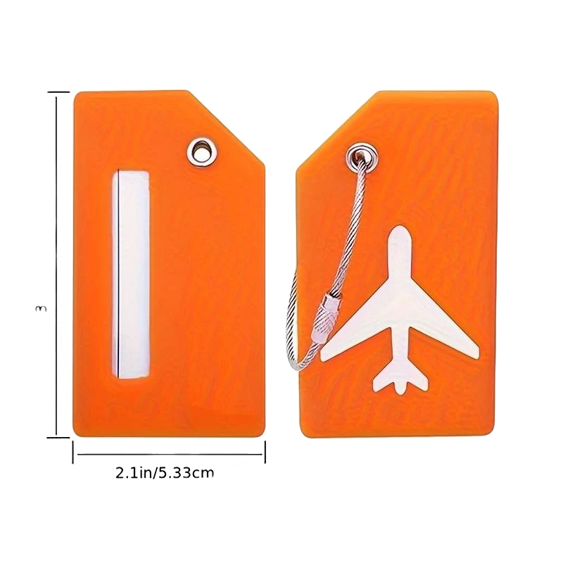 Kuffertmærke i silokone orange for- og bagside