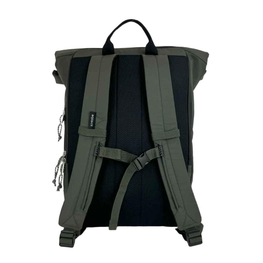 Kintobe rolltop rygsæk Rio Zen Green, bagfra