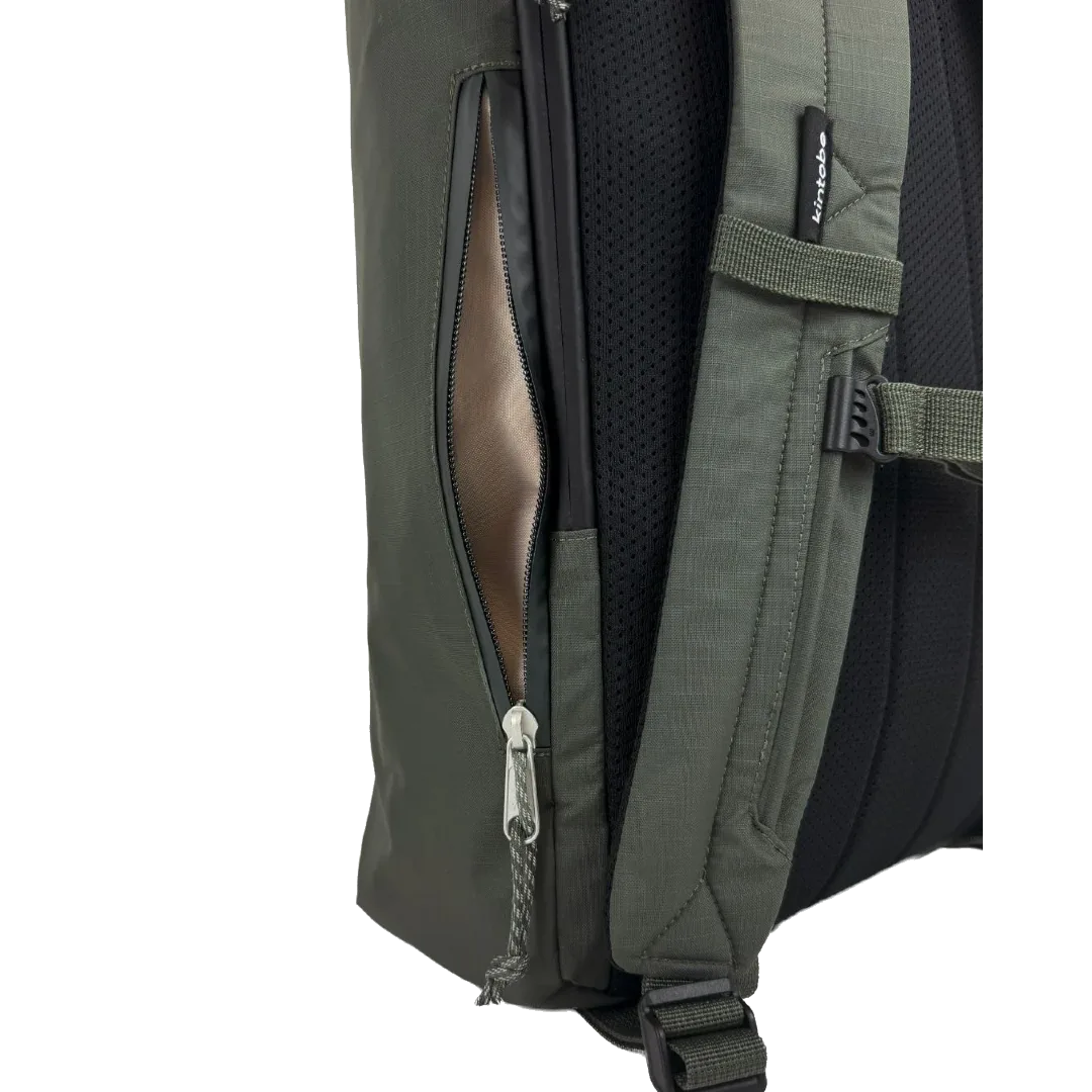 Kintobe rolltop rygsæk Rio Zen Green. sidelomme