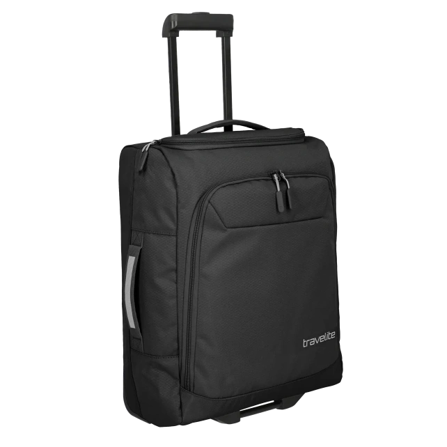 travelite kick off lille rejsetaske på hjul, sort, skråt forfra