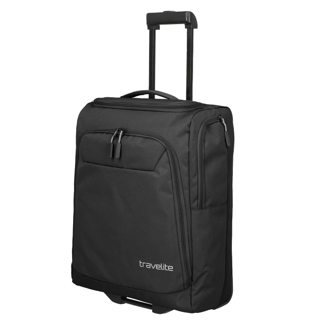 travelite kick off lille rejsetaske på hjul, sort, skråt forfra